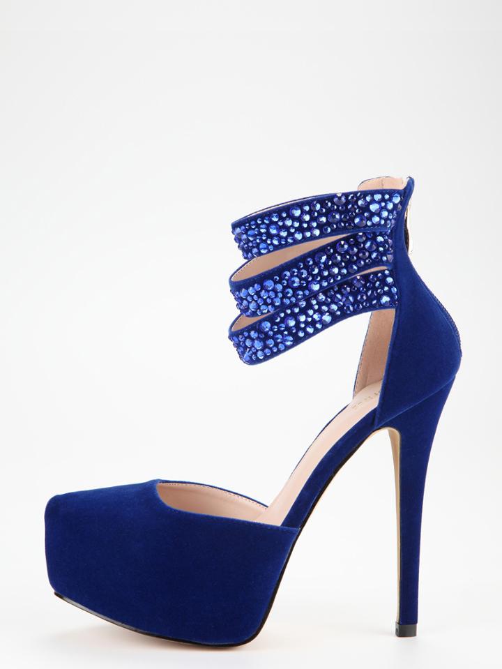 Romwe Blue Ankle Cuff Platform D'orsey Pumps