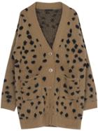 Romwe Speckled Print Pockets Buttons Brown Coat