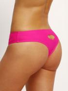 Romwe Heart Cutout Low-rise Bikini Bottom - Hot Pink