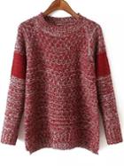 Romwe Women Dip Hem Burgundy Sweater