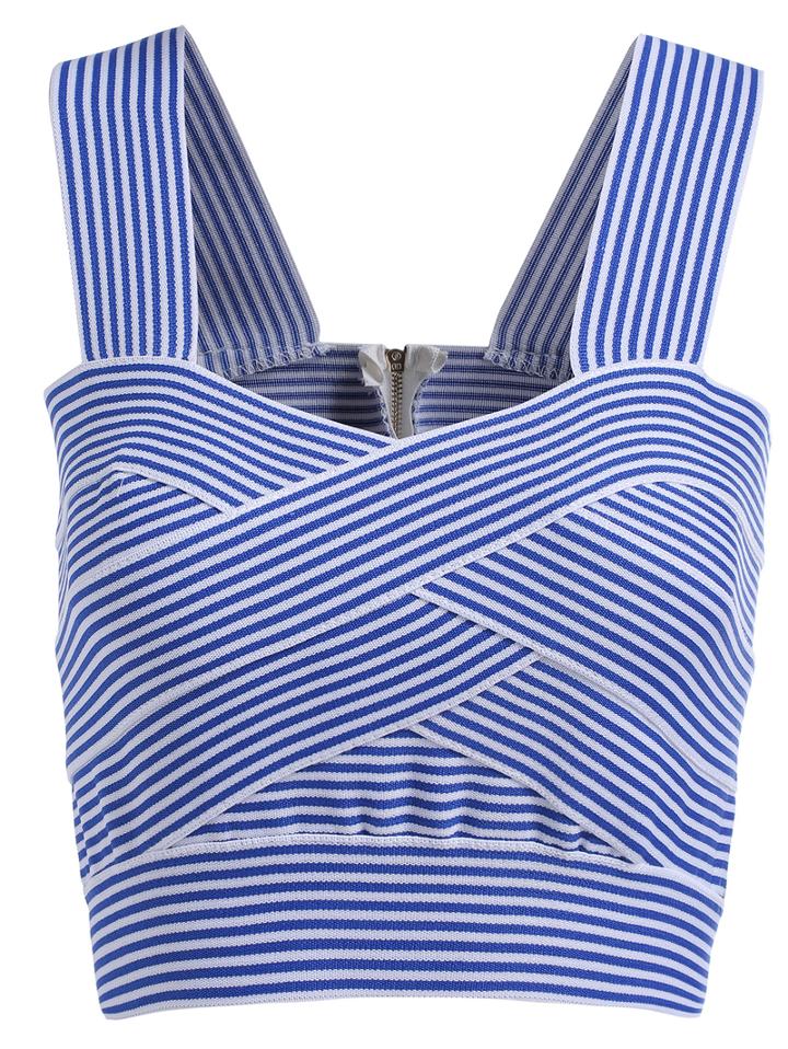 Romwe Straps With Zipper Striped Vest