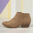 Romwe Inner Zip Block Stacked Heel Ankle Booties