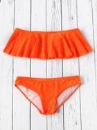 Romwe Bardot Flounce Detail Bikini Set