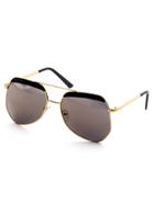 Romwe Gold Frame Black Trim Double Bridge Sunglasses