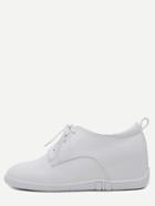 Romwe White Pu Lace Up Hidden Wedges Shoes