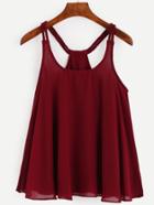 Romwe Burgundy Racerback Braided Strap Top