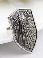 Romwe White Diamond Retro Silver Shield Ring