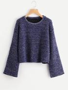 Romwe Drop Shoulder Marled Knit Fluffy Jumper