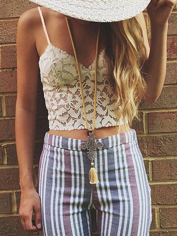 Romwe White Spaghetti Strap Lace Cami Top