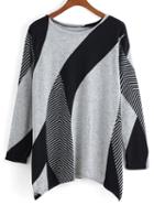 Romwe Long Sleeve Geometric Print T-shirt