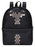Romwe Metallic Alphabet Rivet Studded Backpack