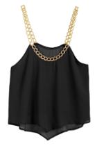 Romwe Chain Strap Black Vest