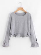 Romwe Layered Frill Hem Sweatshirt