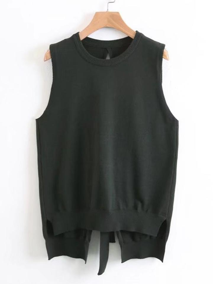 Romwe Tie Back High Low Knit Vest