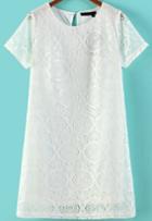 Romwe Hollow Lace Slim White Dress