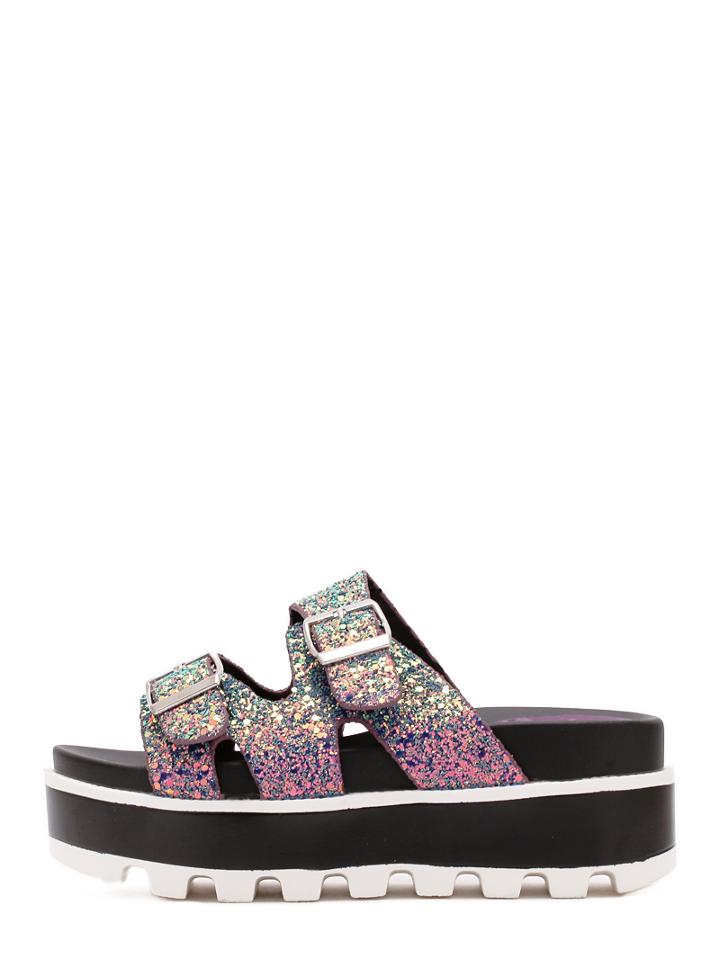 Romwe Purple Peep Toe Thick-soled Slippers