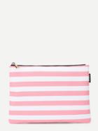 Romwe Block Striped Zipper Clutch Bag