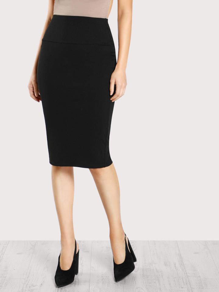 Romwe Elastic Waist Pencil Skirt