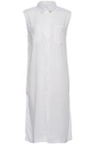 Romwe Extra-long White Sleeveless Chiffon Shirt