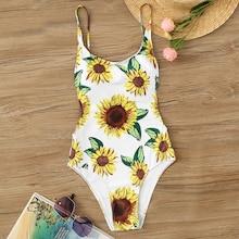 Romwe Random Sunflower Print One Piece Swimwear