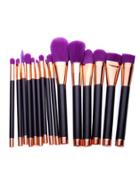 Romwe Purple Fur Professional Makeup Brush Set 15pcs