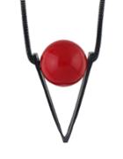 Romwe Red Ball Triangle Pendant Long Necklace