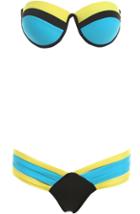Romwe Blue Bandeau Top With Bikini Swimwear