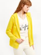 Romwe Yellow Zip Up Sweatshirt With Ear Hood