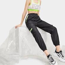 Romwe Elastic Waist Tape Panel Pocket Side Pants