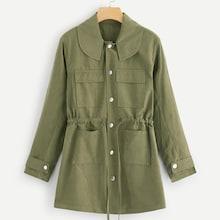 Romwe Drawstring Waist Single Breasted Coat