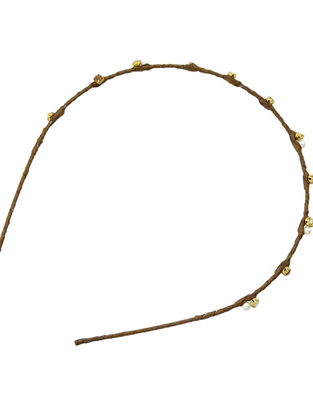 Romwe Coffee Cute Pearl And Rhinestone Thin Hair Band
