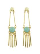 Romwe Blue Color Turquoise Spike Long Drop Earrings