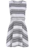 Romwe Sleeveless Geometric Print White Dress