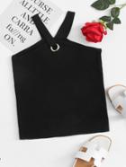 Romwe Ring Detail Crop Top