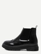 Romwe Black Pu Wingtip Elastic Booties