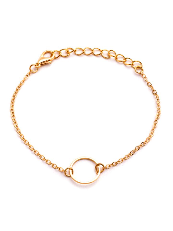 Romwe Gold Plated Hollow Circle Chain Bracelet