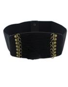 Romwe Black Pu Leather Elastic Wide Fashion Waist Belt