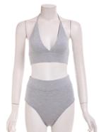 Romwe Grey Halter Top With High Waist Shorts