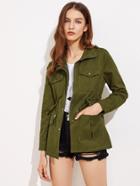 Romwe Four-pocket Drawstring Utility Coat