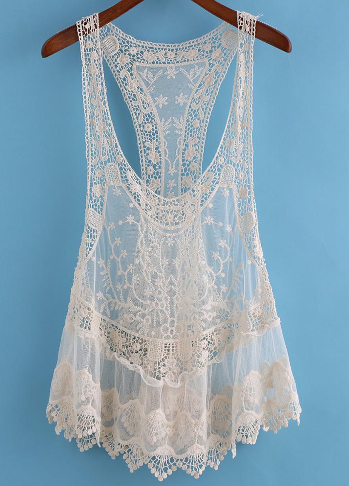 Romwe Lace Crochet Tank Top