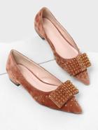 Romwe Studded Design Pointed Toe Flats