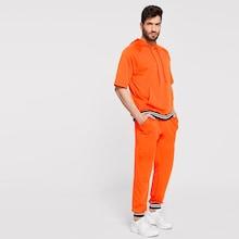 Romwe Guys Stripe Hem Raglan Sleeve Pocket Hoodie & Pants Set