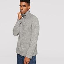 Romwe Guys High Neck Raglan Sleeve Marled T-shirt