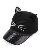Romwe Cat Ear Sequin Baseball Hat