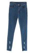 Romwe Distressed Blue Skinny Jeans
