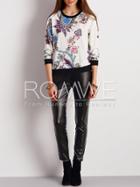 Romwe Tribal Print Color Block Trims Sweatshirt