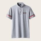 Romwe Guys Side Stripe Letter Embroidery Polo Shirt