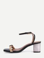 Romwe Open Toe Ankle Strap Chunky Sandals