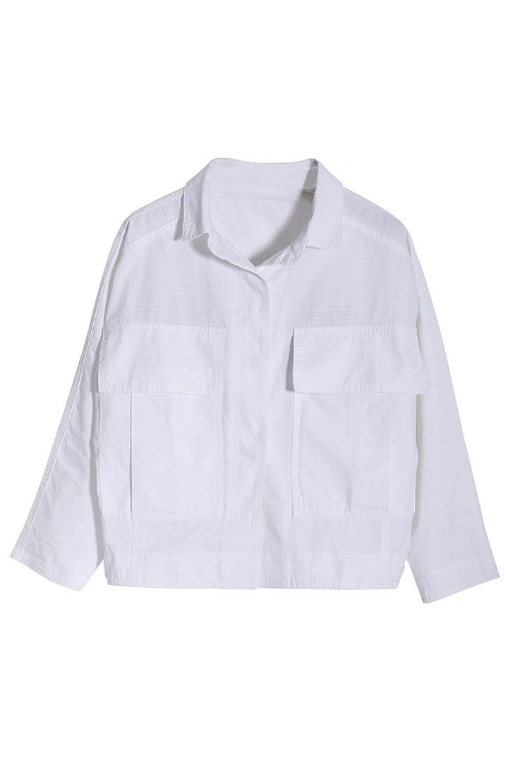 Romwe Pocketed White Safari Jacket