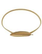 Romwe Gold Plated Leaf Elastic Waist Belt